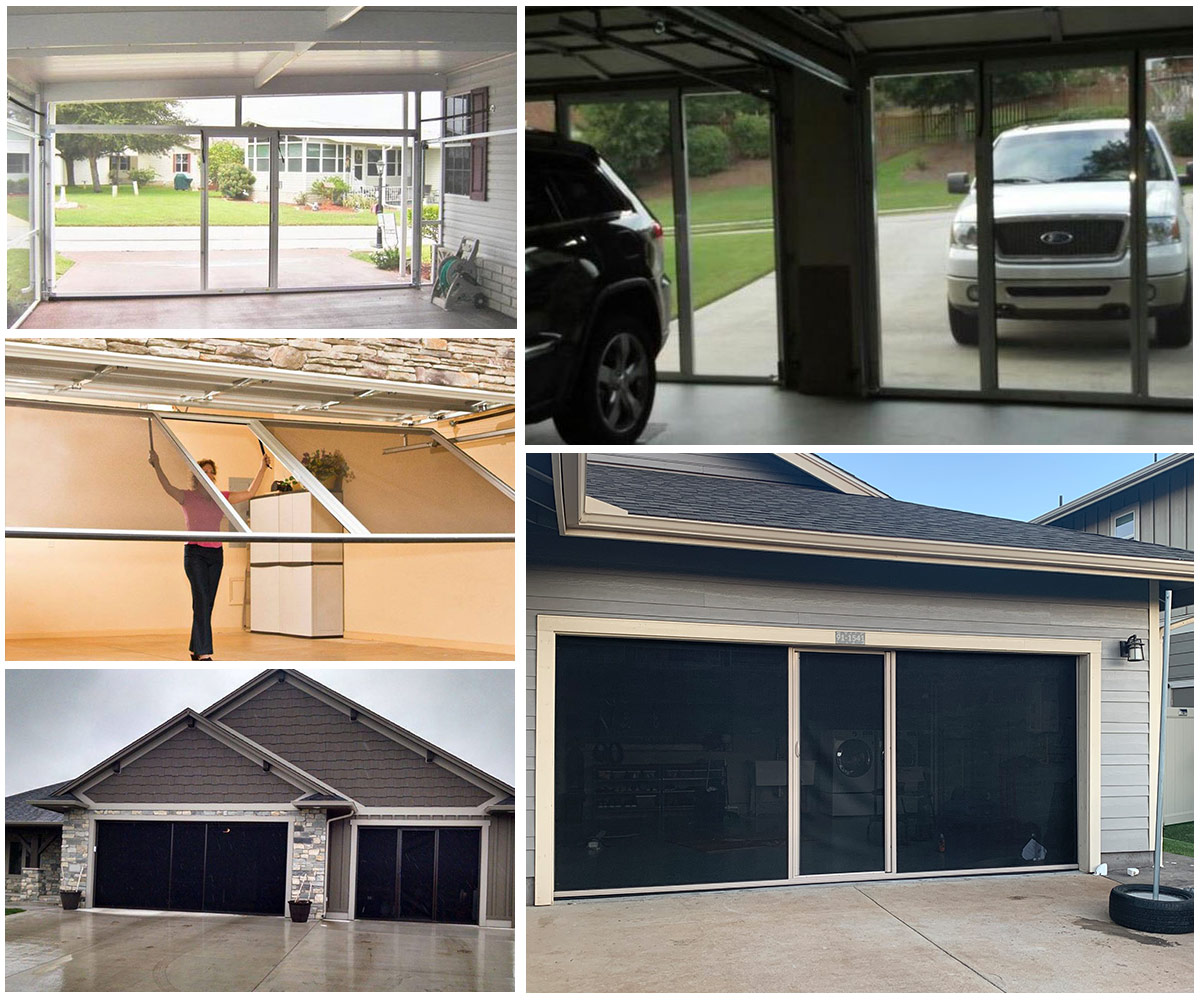 image of garages with Rayno garage screens installed